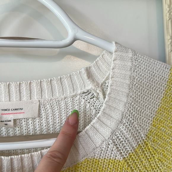 VINCE CAMUTO | Yellow and White Ombrรฉ Crew Neck Sweater - Picture 5 of 11